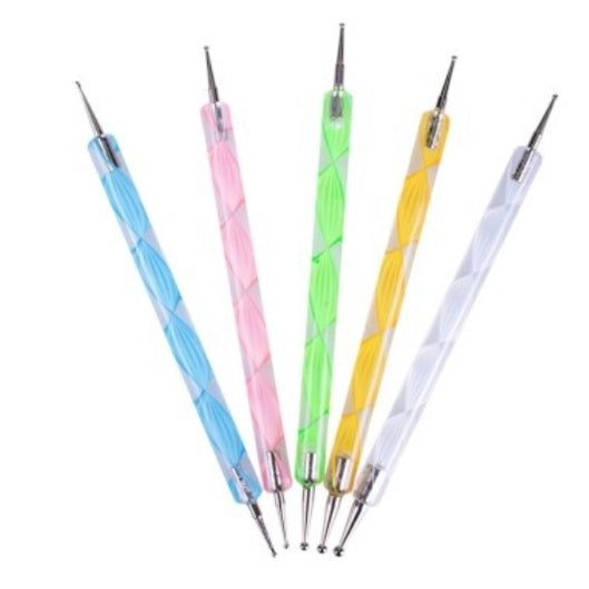 Kit 10 Boleadores em 5 Pincéis com Ponta Dupla Design em Unhas