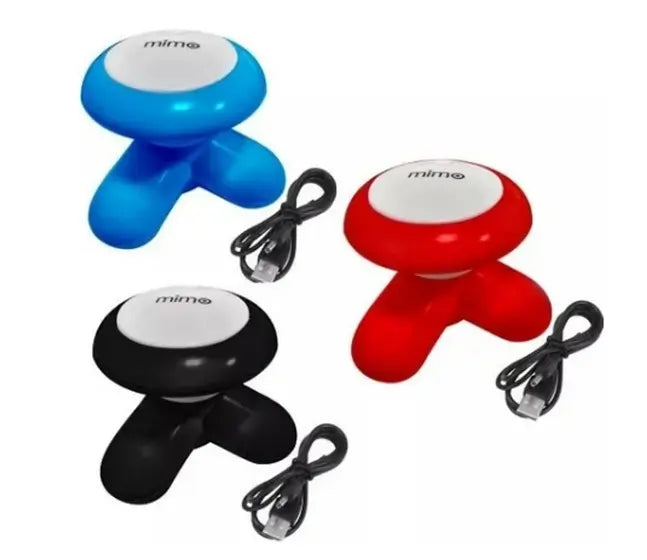 Mini Massageador Portátil A Pilha Ou USB Com 3 Pontos Relaxante